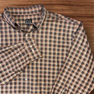 Jos. A. Bank Men’s Plaid Brown Long Sleeve Button Down Shirt. Size XXL.